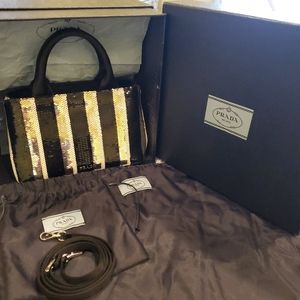 PRADA CANAPA mini PAILLETTES BAIA handbag